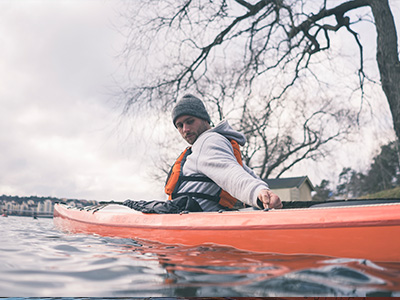 Person in a kayak paddling from pampas kayak &amp; SUP